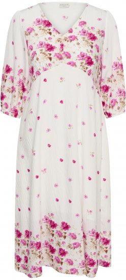 Kaffe Curve Rosa Midi Dress White Rose Border Flower - Kleidid - 