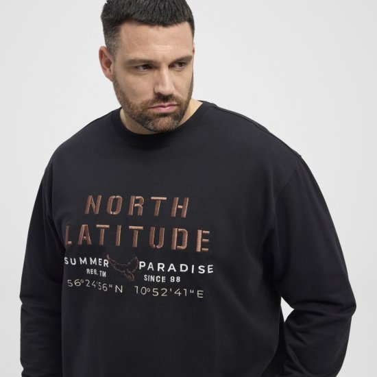 North Latitude Sweatshirt Black - Sviitrid ja dressipluusid - Meeste suured kapuutsiga jakid suurustes 2XL – 14XL