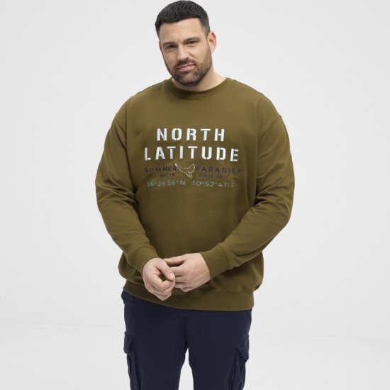 North Latitude Sweatshirt Army Green - Sviitrid ja dressipluusid - Meeste suured kapuutsiga jakid suurustes 2XL – 14XL
