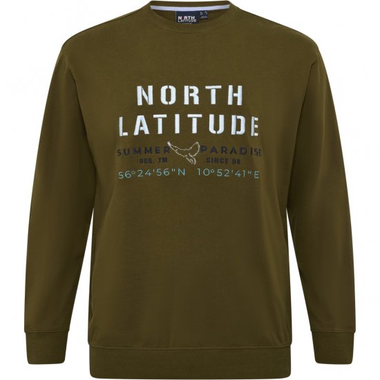 North Latitude Sweatshirt Army Green - Sviitrid ja dressipluusid - Meeste suured kapuutsiga jakid suurustes 2XL – 14XL