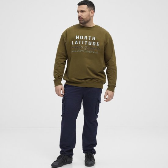 North Latitude Sweatshirt Army Green - Sviitrid ja dressipluusid - Meeste suured kapuutsiga jakid suurustes 2XL – 14XL