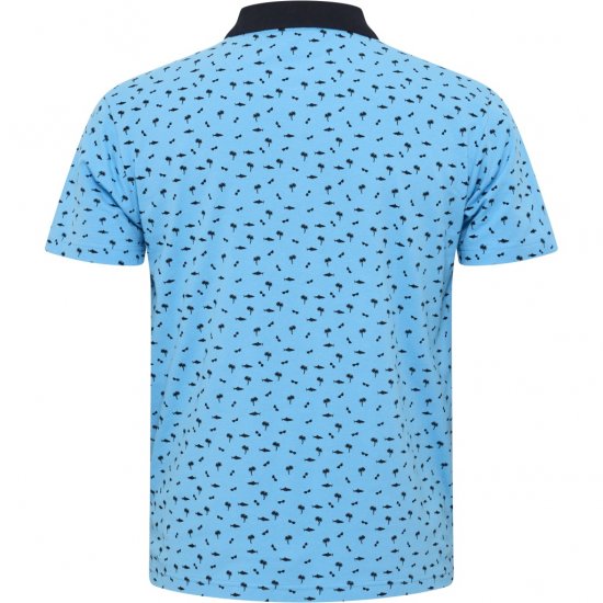 North Latitude Polo Pique Printed Turquoise - Polosärgid - Meeste suured polosärgid 2XL – 8XL