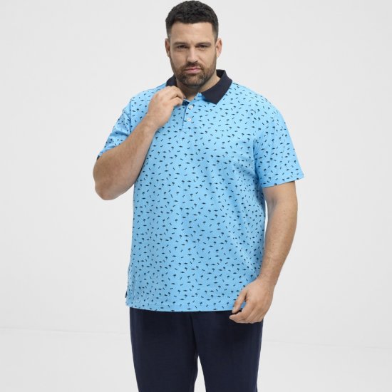 North Latitude Polo Pique Printed Turquoise - Polosärgid - Meeste suured polosärgid 2XL – 8XL