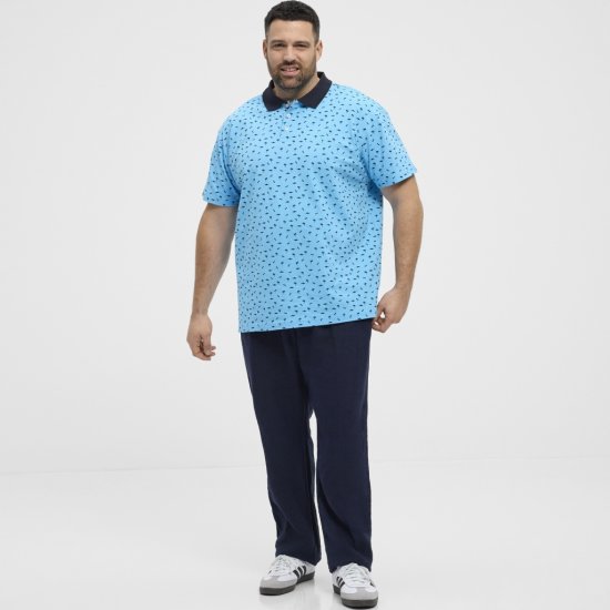 North Latitude Polo Pique Printed Turquoise - Polosärgid - Meeste suured polosärgid 2XL – 8XL