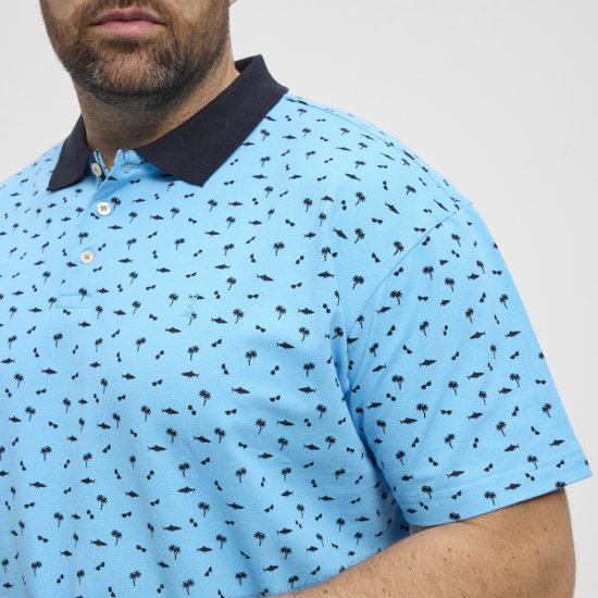 North Latitude Polo Pique Printed Turquoise - Polosärgid - Meeste suured polosärgid 2XL – 8XL