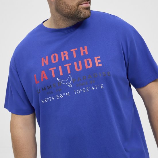 North Latitude T-shirt Printed Short Sleeve Blue - T-särgid - Suured T-särgid 2XL – 14XL