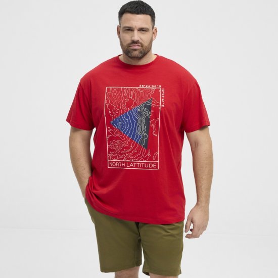 North Latitude T-Shirt Printed Short Sleeve Red - T-särgid - Suured T-särgid 2XL – 14XL