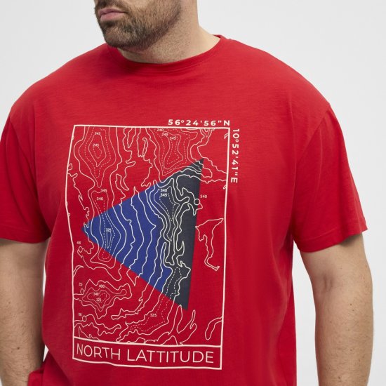 North Latitude T-Shirt Printed Short Sleeve Red - T-särgid - Suured T-särgid 2XL – 14XL