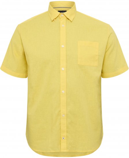 North Latitude Shirt Linen Cotton Short Sleeve TALL Yellow - MEESTERIIDED MT-6XLT - Pikad meeste riided