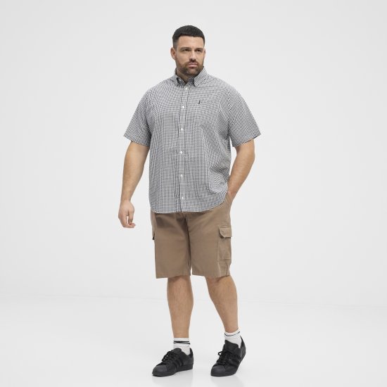 North Latitude Shirt Short Sleeve Checked Grey - Särgid - Meeste suured särgid 2XL – 8XL