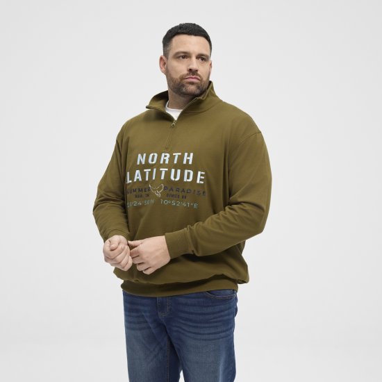 North Latitude Sweatshirt Half-Zip Green - Sviitrid ja dressipluusid - Meeste suured kapuutsiga jakid suurustes 2XL – 14XL