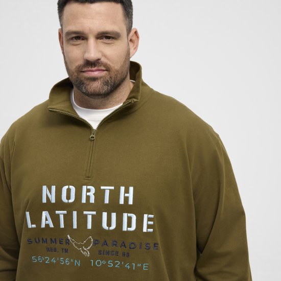 North Latitude Sweatshirt Half-Zip Green - Sviitrid ja dressipluusid - Meeste suured kapuutsiga jakid suurustes 2XL – 14XL