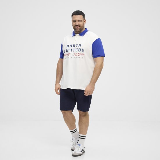North Latitude Polo Short Sleeve Blue And White - Polosärgid - Meeste suured polosärgid 2XL – 8XL
