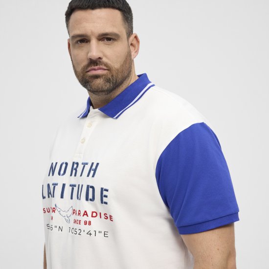 North Latitude Polo Short Sleeve Blue And White - Polosärgid - Meeste suured polosärgid 2XL – 8XL