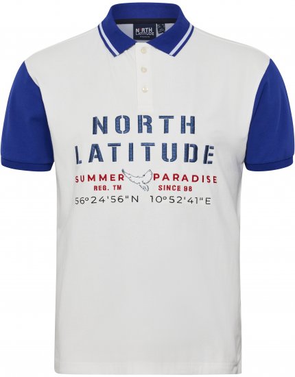 North Latitude Polo Short Sleeve Blue And White - Polosärgid - Meeste suured polosärgid 2XL – 8XL