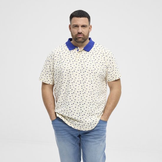 North Latitude Polo Pique Printed Off-White - Polosärgid - Meeste suured polosärgid 2XL – 8XL