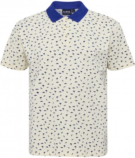 North Latitude Polo Pique Printed Off-White - Polosärgid - Meeste suured polosärgid 2XL – 8XL