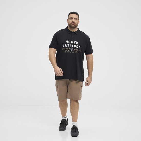 North Latitude Polo Pique Short Sleeve Black - Polosärgid - Meeste suured polosärgid 2XL – 8XL