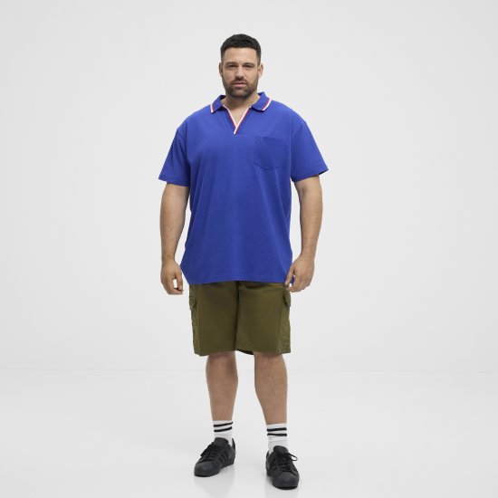 North Latitude Polo Pique V-Neck Blue - Polosärgid - Meeste suured polosärgid 2XL – 8XL