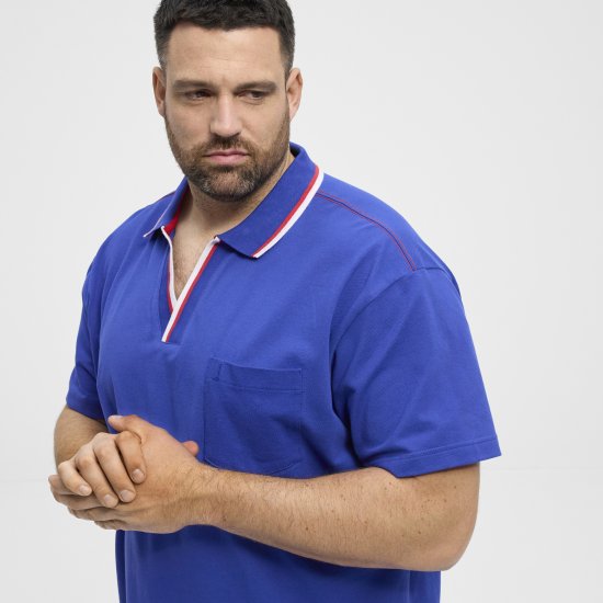 North Latitude Polo Pique V-Neck Blue - Polosärgid - Meeste suured polosärgid 2XL – 8XL