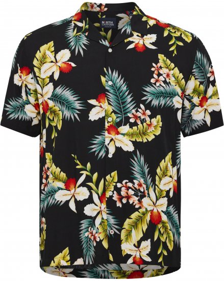 North Latitude Shirt Short Sleeve Printed Allover Black - Särgid - Meeste suured särgid 2XL – 8XL