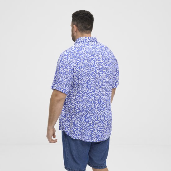 North Latitude Shirt Denim Printed Allover Blue - Särgid - Meeste suured särgid 2XL – 8XL