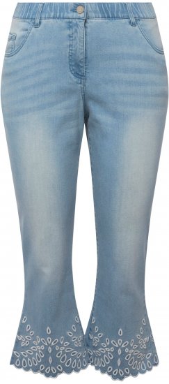 Ulla Popken Cropped Flared Eyelet Jeans Light Blue - Teksad & Püksid Suuremates Suurustes – Plus Size - 