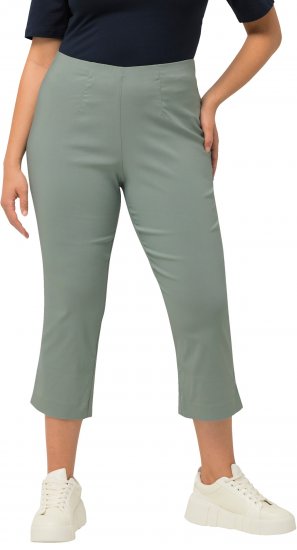 Ulla Popken Stretch Basic Bengaline Capri Pants Light Moss Green - Teksad & Püksid Suuremates Suurustes – Plus Size - 