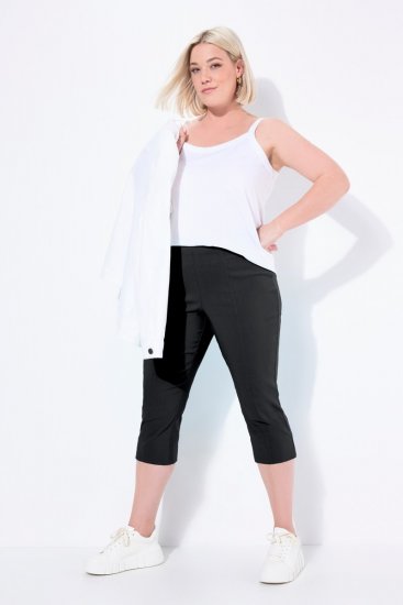 Ulla Popken Bengaline Elastic Waist Stretch Capri Pants Black - Kangapüksid - Naiste laiade säärtega kangaspüksid
