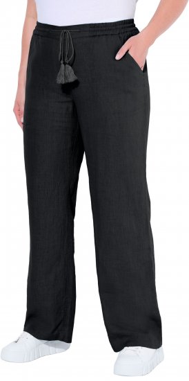 Ulla Popken Drawstring Elastic Waist Mary Fit Linen Pants Black - Teksad & Püksid Suuremates Suurustes – Plus Size - 