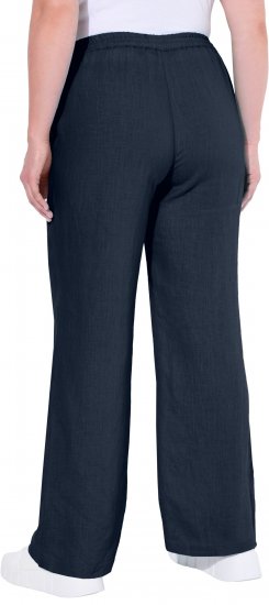 Ulla Popken Drawstring Elastic Waist Mary Fit Linen Pants Navy - Teksad & Püksid Suuremates Suurustes – Plus Size - 