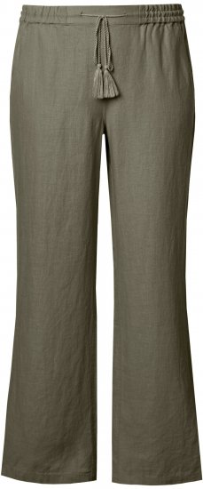 Ulla Popken Drawstring Elastic Waist Mary Fit Linen Pants Loden Green - Teksad & Püksid Suuremates Suurustes – Plus Size - 