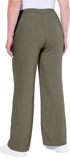 Ulla Popken Drawstring Elastic Waist Mary Fit Linen Pants Loden Green - Teksad & Püksid Suuremates Suurustes – Plus Size - 
