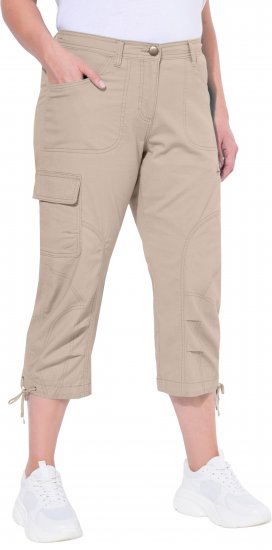 Ulla Popken Stretch Cotton Cargo Crop Pants Beige - Teksad & Püksid Suuremates Suurustes – Plus Size - 