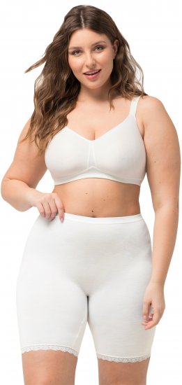 Ulla Popken Lace Hem Stretch Viscose Knit Bicycle Length Lounge Shorts White - Teksad & Püksid Suuremates Suurustes – Plus Size - 