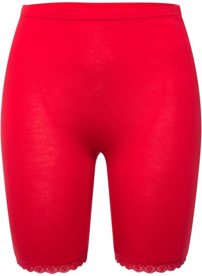 Ulla Popken Lace Hem Stretch Viscose Knit Bicycle Length Lounge Shorts Red - Teksad & Püksid Suuremates Suurustes – Plus Size - 