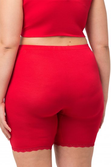Ulla Popken Lace Hem Stretch Viscose Knit Bicycle Length Lounge Shorts Red - Teksad & Püksid Suuremates Suurustes – Plus Size - 