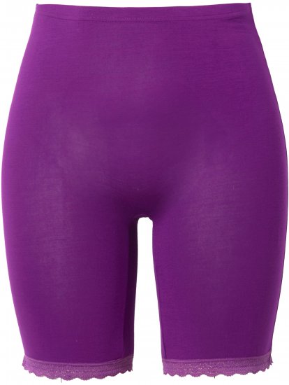 Ulla Popken Lace Hem Stretch Viscose Knit Bicycle Length Lounge Shorts Purple - Teksad & Püksid Suuremates Suurustes – Plus Size - 
