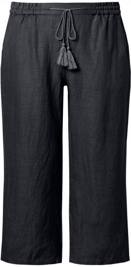 Ulla Popken Cool Linen Elastic Waist Capri Pants Black - Teksad & Püksid Suuremates Suurustes – Plus Size - 