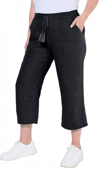 Ulla Popken Cool Linen Elastic Waist Capri Pants Black - Teksad & Püksid Suuremates Suurustes – Plus Size - 