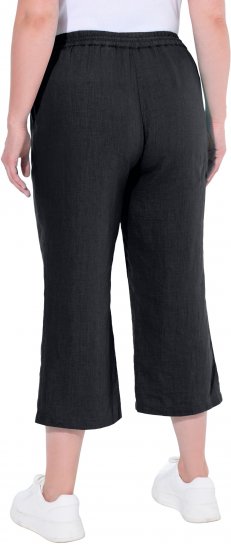 Ulla Popken Cool Linen Elastic Waist Capri Pants Black - Teksad & Püksid Suuremates Suurustes – Plus Size - 