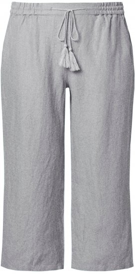 Ulla Popken Cool Linen Elastic Waist Capri Pants Light Grey Melange - Teksad & Püksid Suuremates Suurustes – Plus Size - 