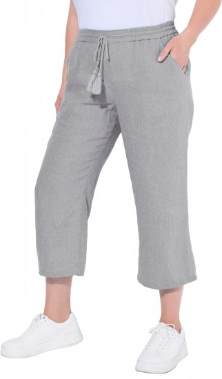 Ulla Popken Cool Linen Elastic Waist Capri Pants Light Grey Melange - Teksad & Püksid Suuremates Suurustes – Plus Size - 