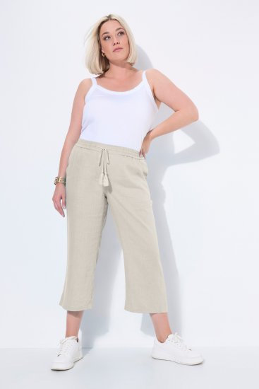Ulla Popken Cool Linen Elastic Waist Capri Pants Brown - Teksad & Püksid Suuremates Suurustes – Plus Size - 