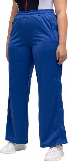 Ulla Popken Snap Placket Side Seam Wide Leg Recycled Polyester Knit Joggers Blue - Teksad & Püksid Suuremates Suurustes – Plus Size - 