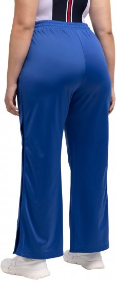Ulla Popken Snap Placket Side Seam Wide Leg Recycled Polyester Knit Joggers Blue - Teksad & Püksid Suuremates Suurustes – Plus Size - 