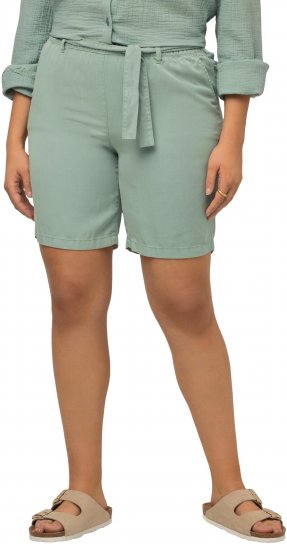 Ulla Popken Tie Belt Lyocell Shorts Moss Green - Teksad & Püksid Suuremates Suurustes – Plus Size - 