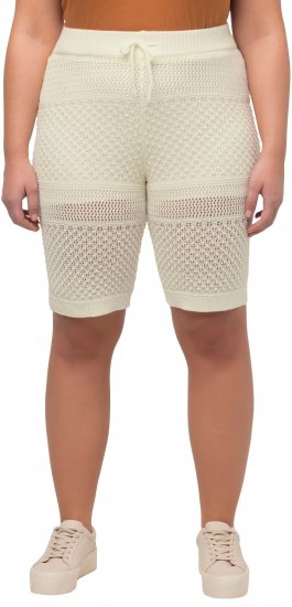 Ulla Popken Crochet Bermuda Layered Look Shorts White - Teksad & Püksid Suuremates Suurustes – Plus Size - 
