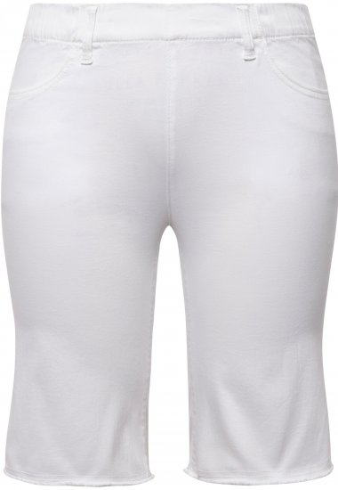 Ulla Popken Frayed Hemline Elastic Waistband Bermuda Shorts Snow White - Teksad & Püksid Suuremates Suurustes – Plus Size - 