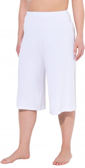 Ulla Popken Wide Leg Flared Bermuda Shorts White - Teksad & Püksid Suuremates Suurustes – Plus Size - 